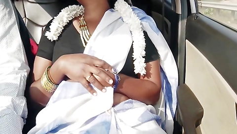 , , Car Sex Romantic Journey Telugu Dirty Talks. Sexy Saree Indian Aunty With Stepson In Law