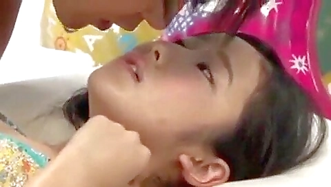 I put my finger in and out of her shaved pussy and cum inside her.